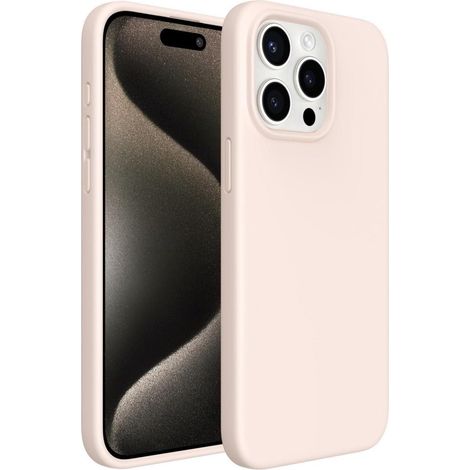 Coque en silicone liquide pour iPhone 15 Pro Max 6,7" avec protection 360° et doublure microfibre - Rose (1/5)