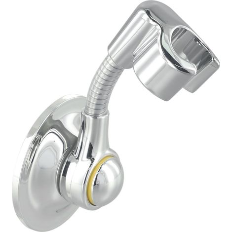 Support de douche réglable avec ventouse, fixation murale sans perçage pour pommeaux de douche standard, réglage manuel de la hauteur et de l'angle, accessoire de salle de bain en ABS argenté (1/4)