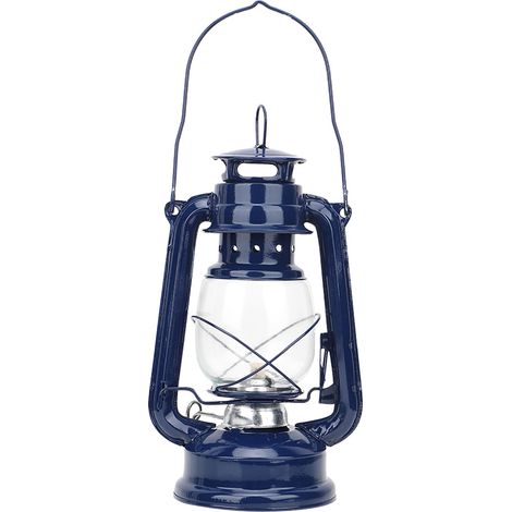 Lampe à pétrole vintage, lampe à huile en fer forgé, cadeau de décoration pour bar (bleu) (1/5)