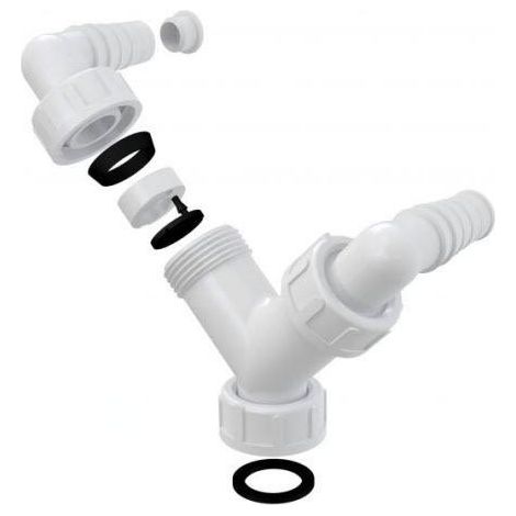 Coude double G1 – 17–23 mm - Avec clapet - Pour lave-linge et lave-vaisselle - Robuste et fiable (1/2)