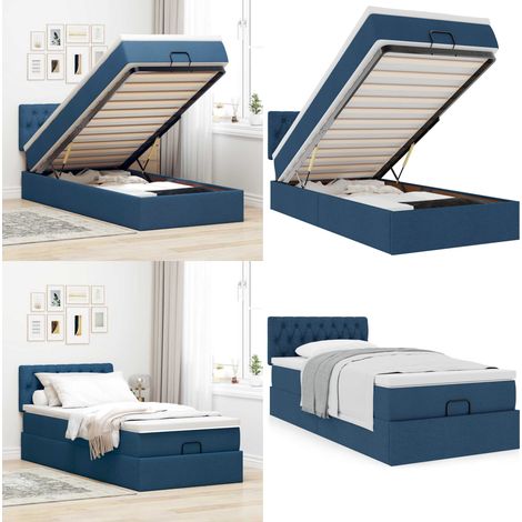 vidaXL Ottoman-Bett mit Matratze Blau 100x200 cm Stoff (1/5)
