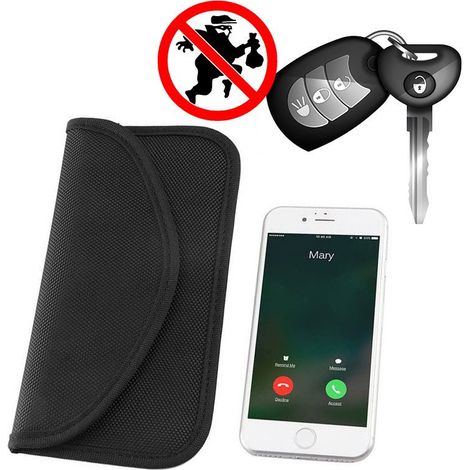 Custodia antifurto Faraday Box per chiavi auto, telefono, blocco onde radio, gabbia di Faraday, 20 cm x 11 cm, nera (1/5)