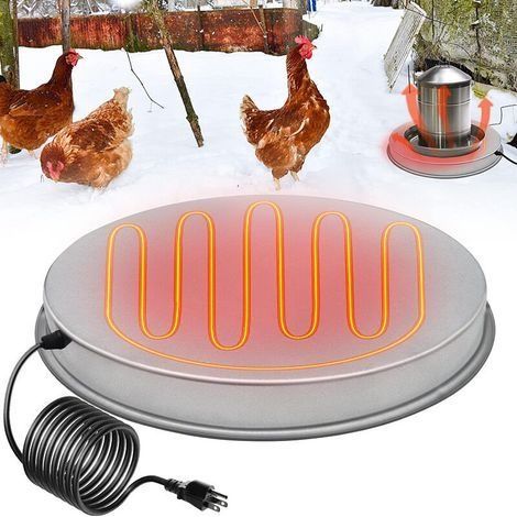 Base de chauffe-eau pour poulet 14 pouces – Dégivreur électrique 35W – Compatible abreuvoir 5 gallons – Acier galvanisé résistant à la corrosion (1/2)