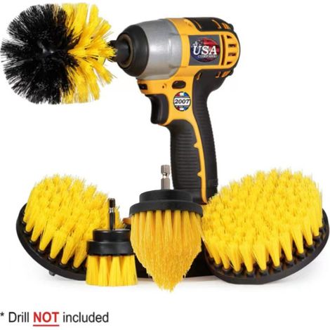 Accessoires de perceuse électrique, brosse de nettoyage forets 5 pièces, brosse perceuse tapis de carrelage de voiture baignoire cuisine toilette, lot de cinq (2" 3,5" 4" solide 5" solide 5" creux) mm (1/2)