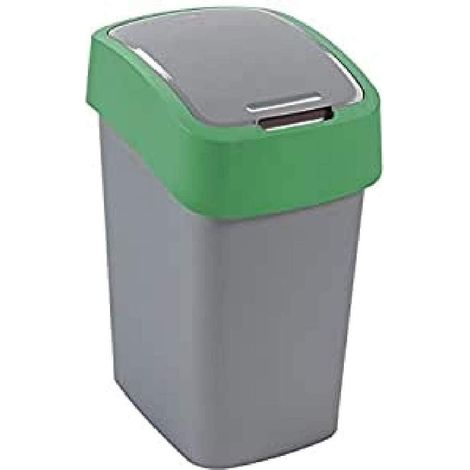 Curver 02172-P 80-00 contenedor de residuos con Solapa, 50 L, Plata/Verde