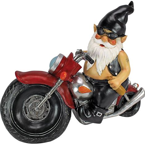 Gnome de Jardin Motard Moto, Statue en Polyrésine 33cm, Décoration Extérieure Colorée, Idée Cadeau Jardin Leroymerlin (1/5)