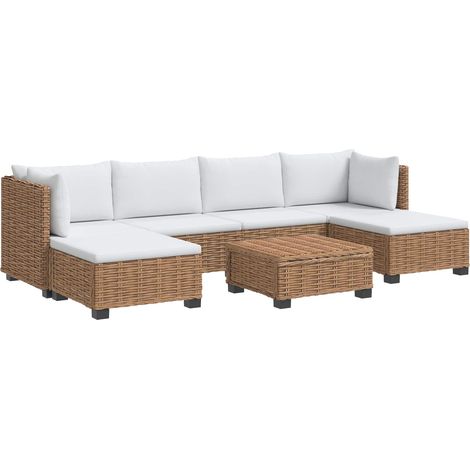 7 Stk. Rattan-Lounge-Set mit Kissen GENDT Naturrattan Natur vidaXL (1/5)