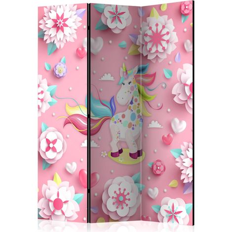 Paravento - Unicorn on Flowerbed [Room Dividers] - 135x172 (1/4)