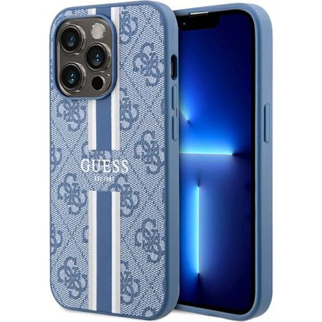 Guess GUHMP14LP4RPSB iPhone 14 Pro 6.1 blu/custodia rigida blu 4G con strisce stampate e MagSafe (1/5)