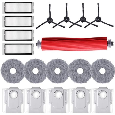 Kit de accesorios para robot Roborock Qrevo S/QRevo MaxV/QRevo Pro/QRevo PLUS: las piezas de repuesto incluyen 1 cepillo giratorio principal, 4 filtros HEPA, 5 almohadillas para fregar, 4 cepillos lat (1/5)