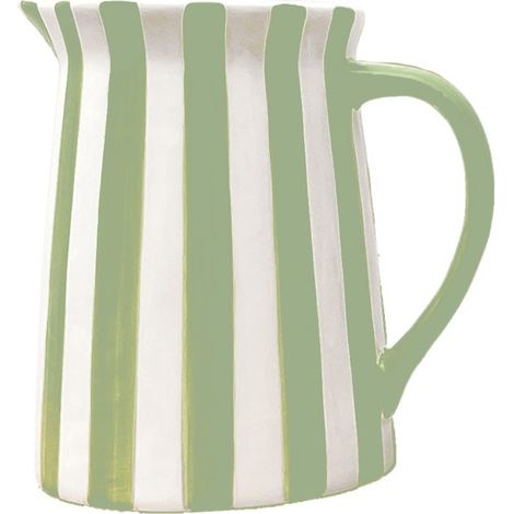 Carafe ou vase à rayures vert matcha et blanches Moyen modèle