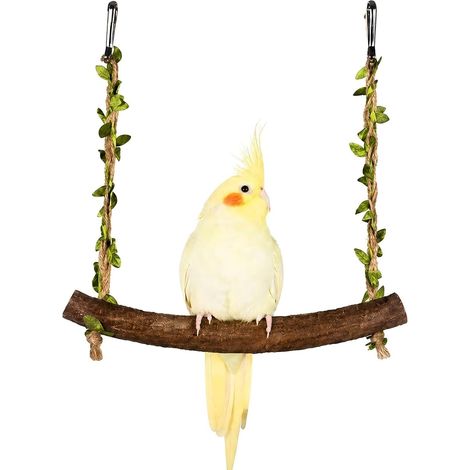 4 Pieces Wooden Parrot Swing - Bird Toy Swing - Bird Accessories - Relieves Anxiety Related to Cage Life and Reduces Behaviors Such as Picking (1/5)