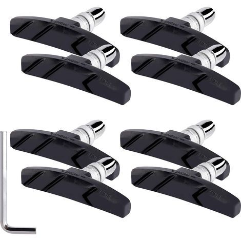 AGE Patins de Frein Vélo V-Brake 70 mm avec Ecrous Hexagonaux Entretoises et Clépour Vélo de Route Montagne Cyclisme Noir 4 Paires (1/4)
