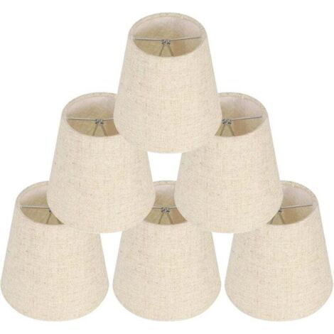 Ensemble de 6 abat-jour pour lampes de table, abat-jour à pince, abat-jour de rechange en lin, petits abat-jour à pince pour tables de chevet, appliques murales en cristal et chandeliers (1/4)