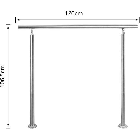 SWANEW Kit gelader di corrimano in acciaio inossidabile con/senza montanti trasversali per le scale all'interno e all'esterno. balcone (120 cm. senza montanti incrociati)