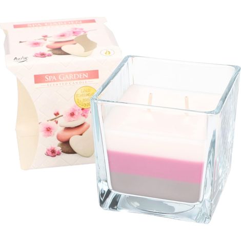 KOTARBAU Bougie parfumée à 2 mèches dans un verre - 3 couleurs - Idée cadeau d'aromathérapie - Durée de combustion jusqu'à 32 heures (jardin) (1/5)