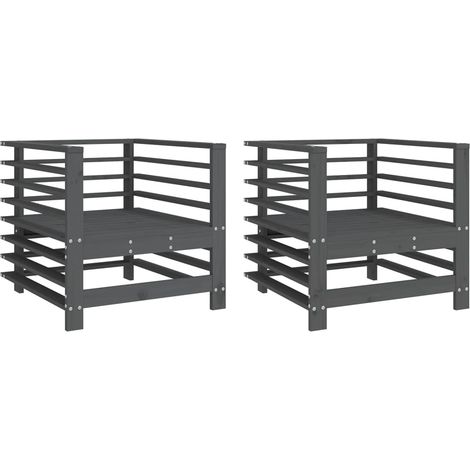 Maison Exclusive - Gartenstühle 2 Stk. Grau Massivholz Kiefer