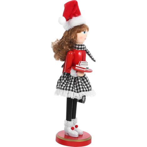 Casse-Noisette Décoratif de Noël Bois Tenant Un Dessert Ornement de Noël pour Maison et Table (1/5)