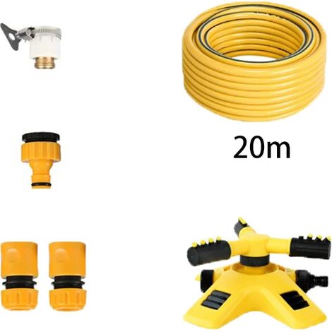 (Tuyau d'arrosage de 20 mètres, une tête d'arrosage) Kit de tuyau d'arrosage rotatif automatique à 360 degrés, arroseur de jardin (1/5)