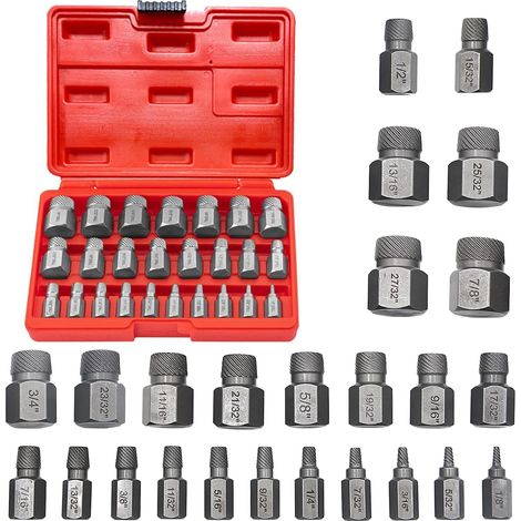 25-teiliges Schraubenausdreher-Set für abgebrochene und beschädigte Schrauben, Bolzen- und Gewindebolzenausdreher, Linksgewinde-Ausdreher für alle Ihre Reparaturen