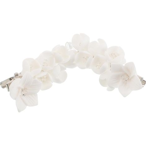 2 Pieces White Jasmine Flower Hair Clips in Metal and Resin (1/5)