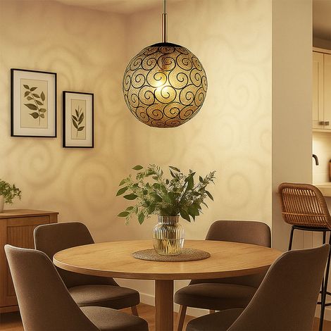 LED Hängeleuchte Esszimmerlampe Pendelleuchte Glas rauch gold Wohnzimmerleuchte, Metall, 1x E27 Filament LED warmweiß, DxH 35x120 cm