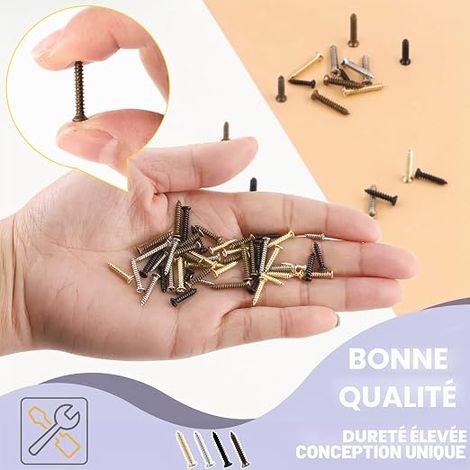 Lot de Vis à Bois Couleurs 5-16 mm - Assortiment de Mini Vis Plates Cruciformes Auto-Foreuses à Tête Plate (1/3)