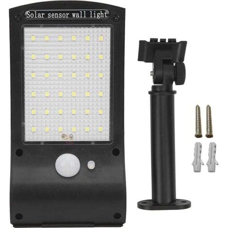 Crezuo Lampada da parete solare per esterni, luce LED con sensore di movimento, 3 modalità regolabili, impermeabile IP65, potente lampada da terra con telecomando