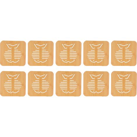 Lot de 10 sets de table creux imitation bambou, isolants et anti-brûlures, pour bols et tasses, accessoires de cuisine (grand poisson) (1/5)