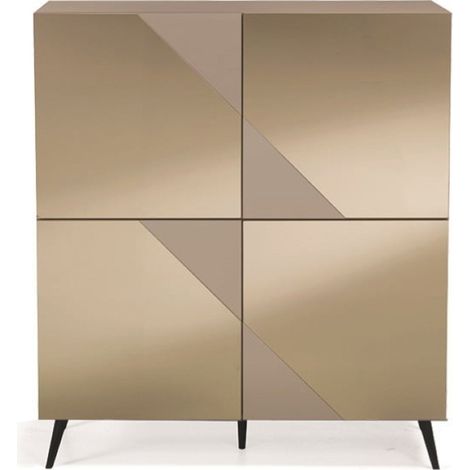 Madia credenza 4 ante in vetro specchio Bronzo e cassa Tortora ARTE 120 con 5 piedini (1/2)