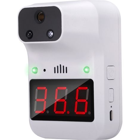 K3+ berührungsloses Infrarot-Thermometer °C/°F, Körper-/Oberflächen-/Zählmodus, Wand-/Ständermontage, Stromversorgung über USB/3 AA-Batterien.