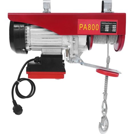 Treuil Électrique, Capacité de Levage de 800kg, Contrôle Sans Fil, Rouge (1/2)