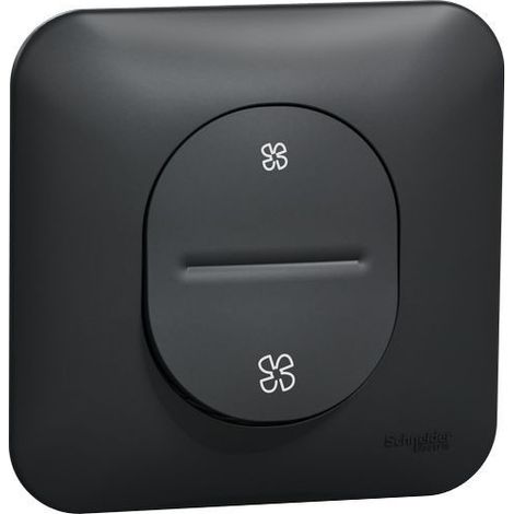 Schneider Electric – Bouton poussoir VMC 2 vitesses S460236 – Plaque de finition incluse – Couleur anthracite – Pour installation facile