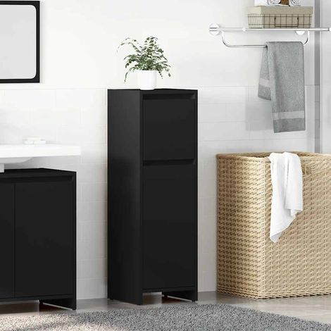 Badezimmerschrank Schwarz 30x30x95 cm Holzwerkstoff
