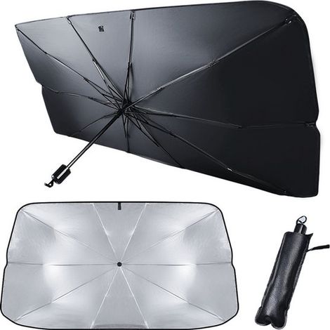 Parasol tipo sombrilla para parabrisas de coches pequeños, diseño patentado, 125 x 65 cm (1/5)