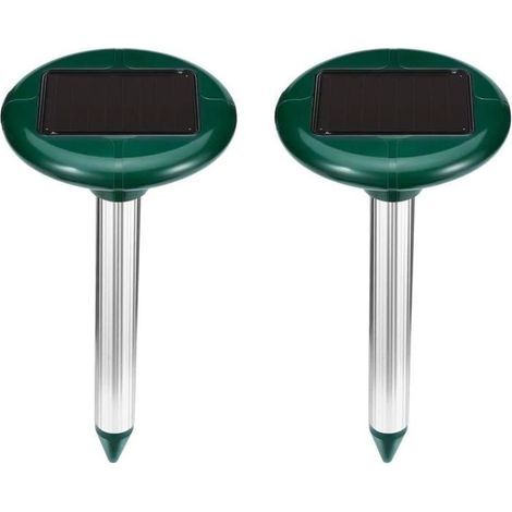 Lot of 2 Outdoor Solar Repellents for Mice and Moles, Waterproof Electronic Ultrasonic Devices (15x31.5 cm)