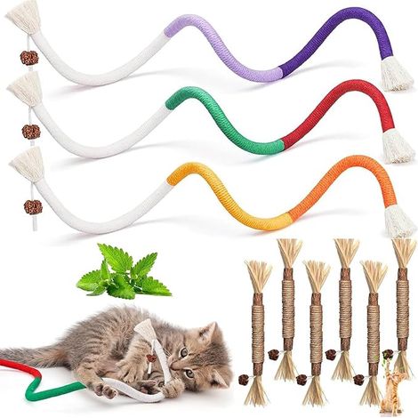 Cat Grass Toy Cat Teething Rope Cat Baton Bite Toy for Cats Chewing Cats Matatabi for Cat for Dental Care Interact Clean Teeth (1/5)