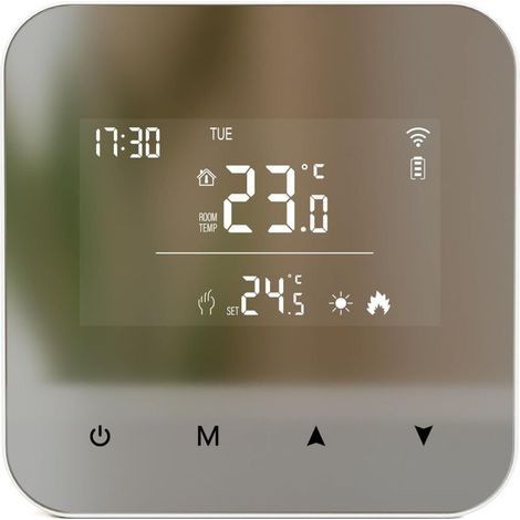 Thermostat à Piles pour chaudière à gaz,Thermostat Mural à 2 Fils,Thermostats à Programmation Quotidienne,Thermostats d'ambiance,Alimentation par Batterie ou USB(Pile Non Incluse) (1/5)