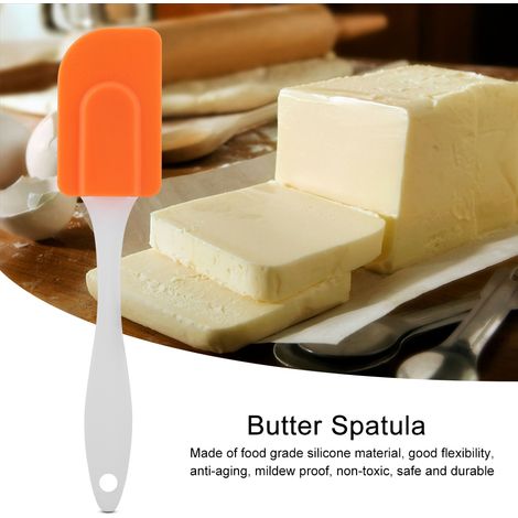 Spatules en silicone, racleur à beurre et à crème, résistant à la chaleur, outil de mélange pour la cuisine, la pâtisserie et la cuisson (orange) (1/5)