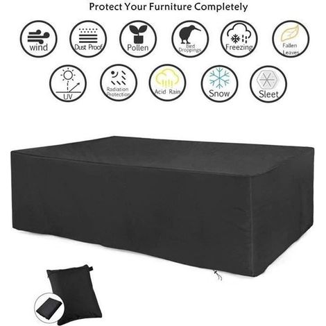 Housse de Protection Salon de Jardin Table Bâche Rectangulaire 213x132x74cm Couverture de Meubles Imperméable Anti-poussière Anti-UV (1/4)
