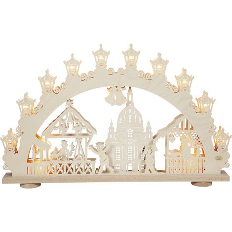 Saico Lichterbogen LED 3D Dresdner Striezelmarkt Holz 66 cm warmweiß natur Lichterbogen