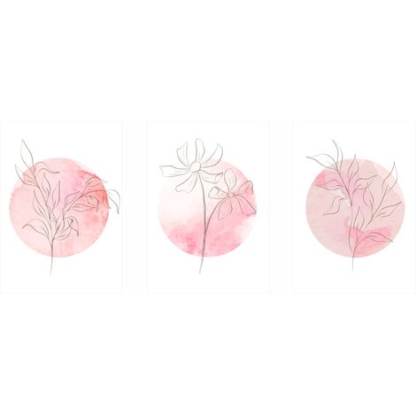 Set di poster - Fiori su sfondo rosa PLN020 (1/5)