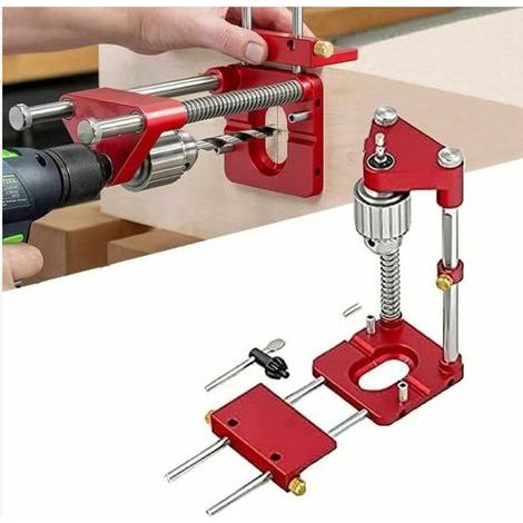 The best woodworking drill locator, Adjustable Punch Locator Drill Template Guide, Woodworking Drilling Locator Tool - Outil de localisation, gabarit de perçage pour porte(Rouge),Starlight (1/5)