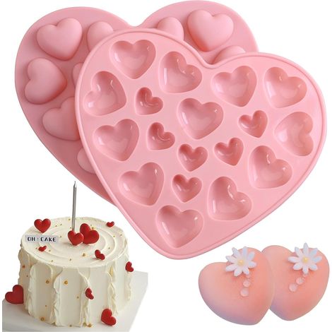 Moule Silicone Coeur Patisserie, 2 Pièces, Pour La Préparation De Puddings, Gâteaux, Bonbons, Biscuits, Glaçons, Savon, Fudge, Cadeaux (1/4)
