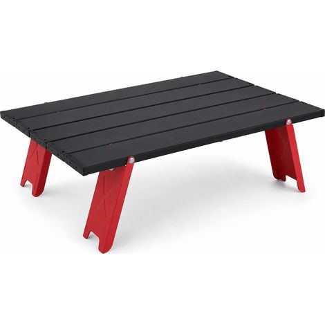 Table pliante de camping ultra légère en aluminium noir et rouge 35 cm (1/5)