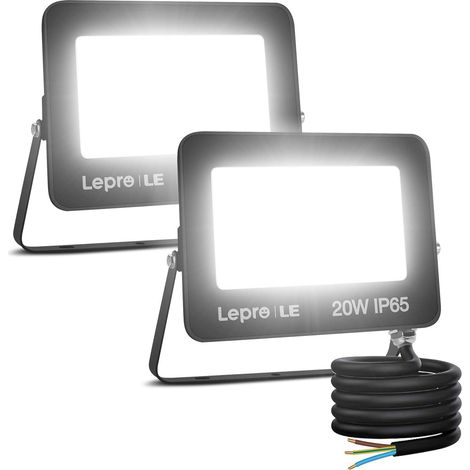 Projecteur LED Exterieur 20W 1700LM 5000K Blanc Froid IP65 Étanche Spot Led Extérieur, Projecteur LED Extérieur pour Jardin, Cour, Garage, Couloir et Éclairage de Sécurité - 2PCS (1/5)