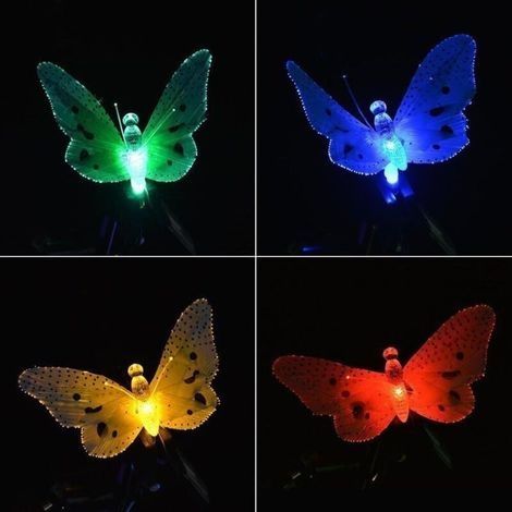 Guirlande solaire multicolore avec papillons – 20 LED – Étanche – Éclairage extérieur – Modes fixe et clignotant – 500 cm (1/5)