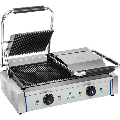 Pressa per panini a doppia costolatura - 2 x 1800 watt acciaio inox professionale 3614037