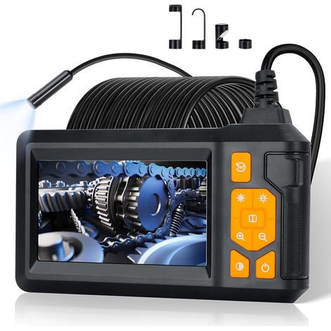 Endoskopkamera, 1080p HD Industrie-Endoskop, IP67 wasserdichte 4,3"-IPS-Rohrinspektionskamera, 8 verstellbare LEDs, Teleskopkamera mit 12 m langem, halbstarrem Kabel, 2000 mAh