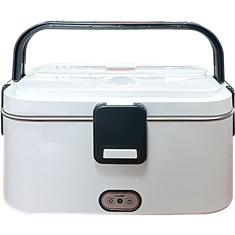 Portapranzo elettrico monoblocco da 1,6L - 2L 220V con borsa e contenitore per il pranzo rimovibile in acciaio inox per auto, camion, ufficio, casa (bianco) - 170 x 110 x 238 mm (1/5)